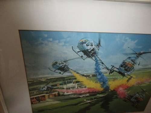 AMAZING PRINT DOUGLAS TURNER 1972  FIVE  BRITISH ARMY HELICOPTERS