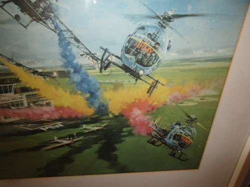 AMAZING PRINT DOUGLAS TURNER 1972  FIVE  BRITISH ARMY HELICOPTERS