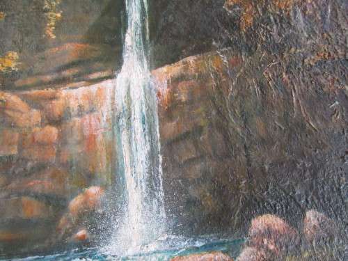 OIL ON BOARD MAM BLACKBURN 1986 EASTERN TRANSVAAL WATERFALL