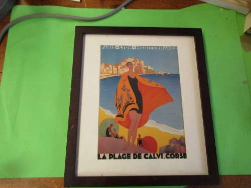 LITHOGRAPH  ROGER BRODERS WOMAN AT BEACH WITH TOWEL