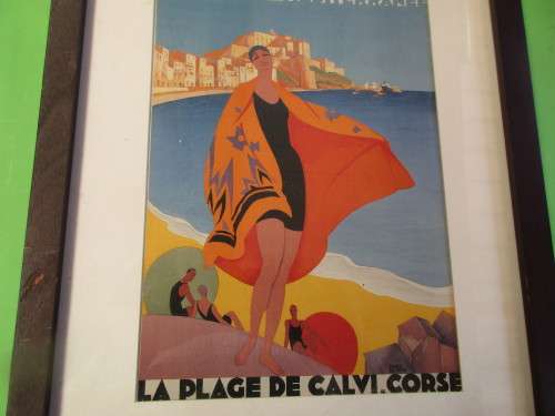 LITHOGRAPH  ROGER BRODERS WOMAN AT BEACH WITH TOWEL