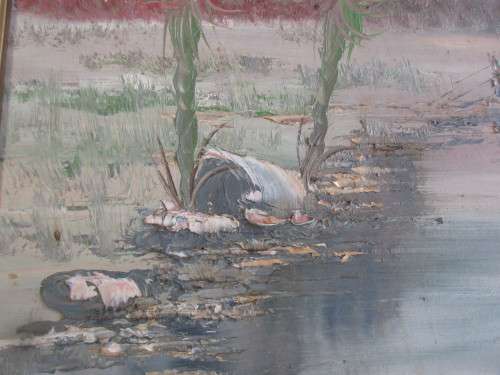 OIL ON BOARD CHRIS VAN RENSBURG 1993 ALOES IN FRONT OF A MOUNTAIN RANGE