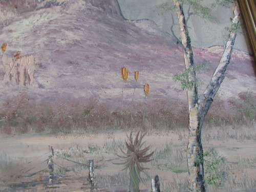 OIL ON BOARD CHRIS VAN RENSBURG 1993 ALOES IN FRONT OF A MOUNTAIN RANGE