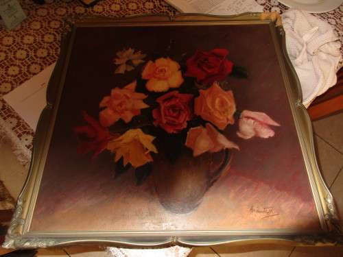 ORIGINAL JOHN MANTELL STILL LEFE ROSES IN JUG 1962