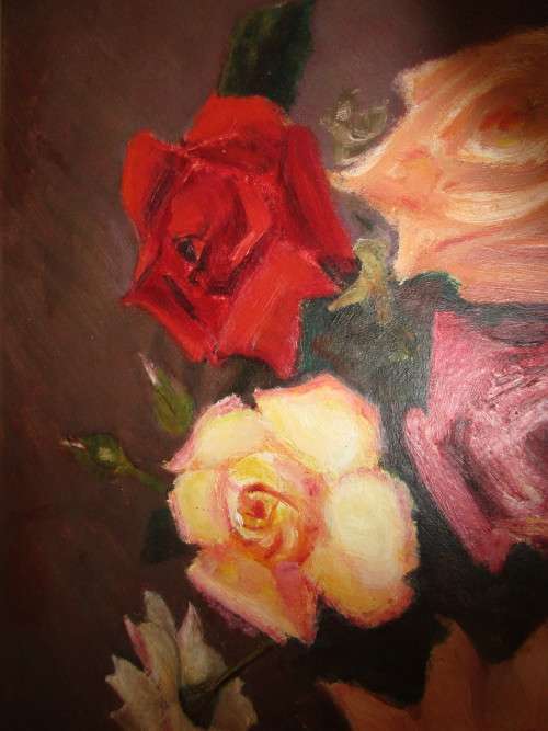 ORIGINAL JOHN MANTELL STILL LEFE ROSES IN JUG 1962