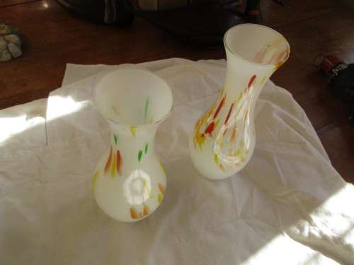 PAIR 1960'S MULTI COLOURED VASES
