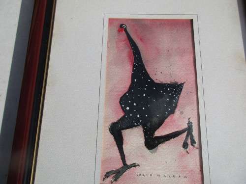BEAUTIFUL SET 3 CRAIG MARRAN WATERCOLOURS OF OSTRICHES