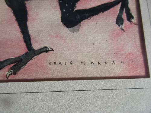 BEAUTIFUL SET 3 CRAIG MARRAN WATERCOLOURS OF OSTRICHES