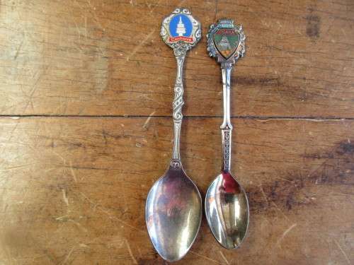 COLLECTION 10 SILVER PLATE  SOUVENIR SPOONS