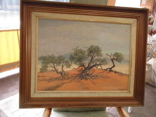 DON BENZIEN OIL ON BOARD THREE TREES