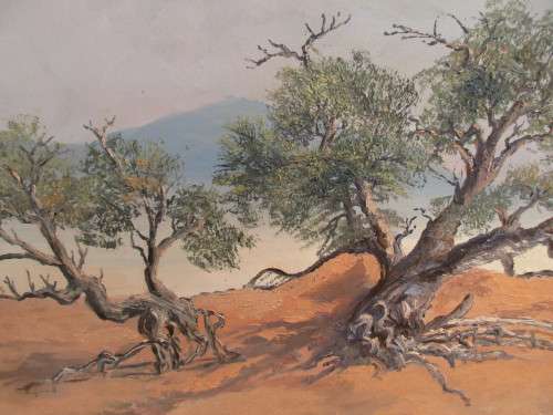 DON BENZIEN OIL ON BOARD THREE TREES