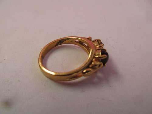 BEAUTIFUL TIGERS EYE RING 18 KH HIGH  GRADE ELECTRO PLATE