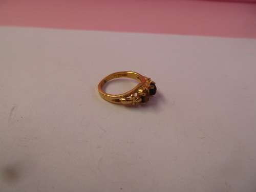 BEAUTIFUL TIGERS EYE RING 18 KH HIGH  GRADE ELECTRO PLATE