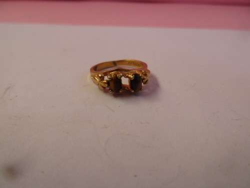BEAUTIFUL TIGERS EYE RING 18 KH HIGH  GRADE ELECTRO PLATE