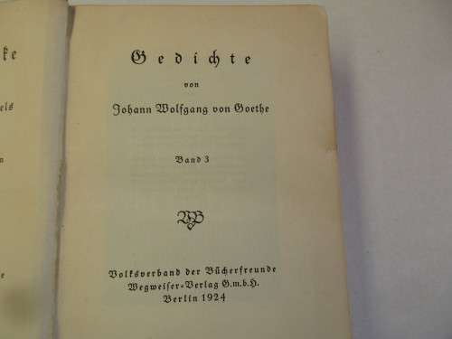LOVELY 1924 GERMAN BOOK ON GOETHE'S  GEDICHTE