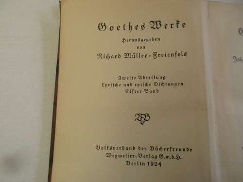 LOVELY 1924 GERMAN BOOK ON GOETHE'S  GEDICHTE