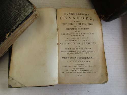 TWO BOOKS IN CASE  BLACK CLOTH AND BOARD,   PSALMS AND EVANGELIST SONGS AND A CONGREGATIONAL HYMNARY
