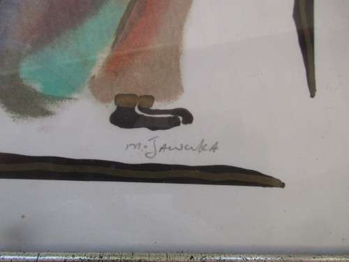 WATERCOLOUR THREE TRADITIONAL FIGURES M JAWCIKA