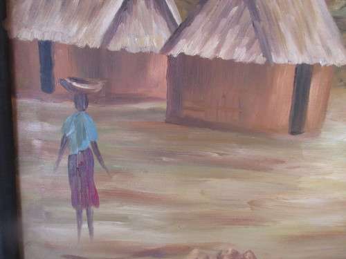 OIL ON BOARD S ABIGI-DOO 2001 COOKING IN THE VILLAGE