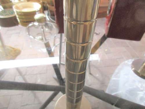 BEAUTIFUL PAIR SILVER PLATE MACHINE TURNED CANDLESTICKS