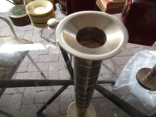 BEAUTIFUL PAIR SILVER PLATE MACHINE TURNED CANDLESTICKS