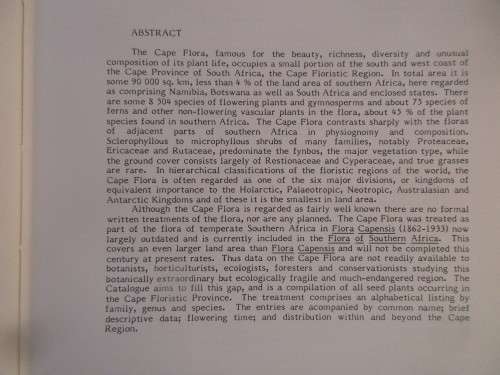 JOURNAL OF SOUTH AFRICAN BOTANY PLANTS OF THE CAPE FLORA  1984 FIRST EDITION