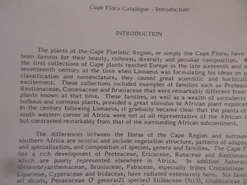 JOURNAL OF SOUTH AFRICAN BOTANY PLANTS OF THE CAPE FLORA  1984 FIRST EDITION