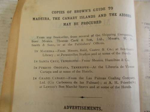 BROWN'S MADEIRA CANARY ISLANDS AND AZORES  1932