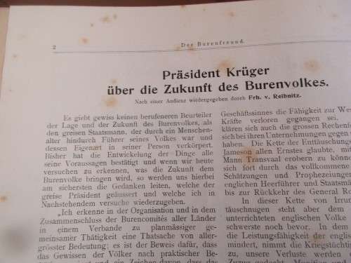 Der Burenfreund Officielles Organ Der Internationalen Burenliga C1901