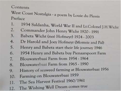 HISTORY OF THE WICHT FAMILY ON THEIR FARM BLOUWATERBAAI IN SALDANHA BAY 2010