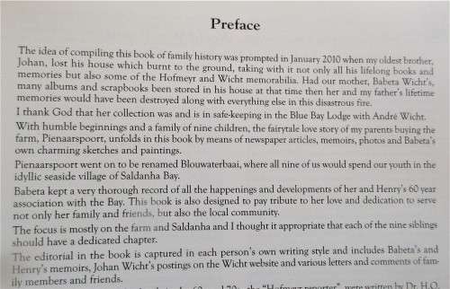 HISTORY OF THE WICHT FAMILY ON THEIR FARM BLOUWATERBAAI IN SALDANHA BAY 2010