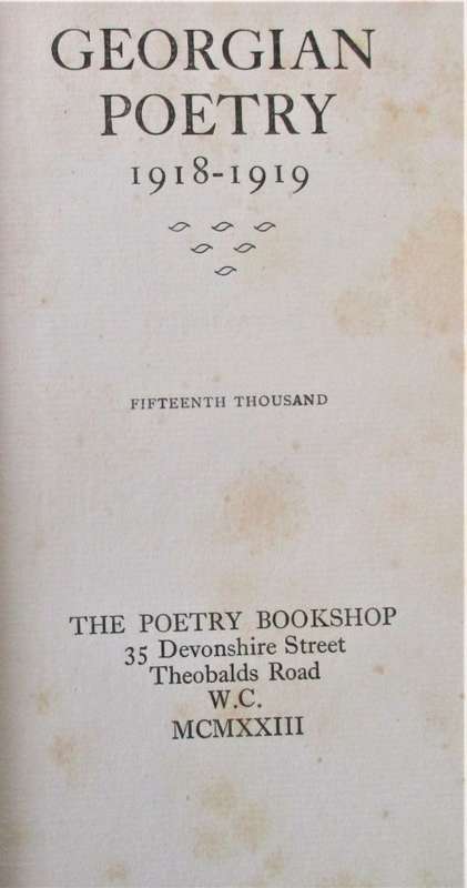 TWO BOOKS ON GEORGIAN POETRY 1913-1915 and 1918-1919