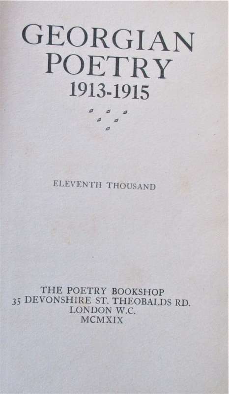 TWO BOOKS ON GEORGIAN POETRY 1913-1915 and 1918-1919