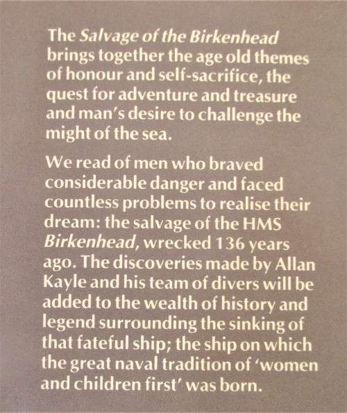 SALVAGE OF THE BIRKENHEAD FIRST EDITION FIRST IMPRESSION 1990