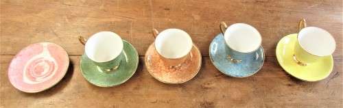 FOUR ROYAL ALBERT DEMI TASSE CUPS AND SAUCERS PLUS ONE SAUCER C1950`S