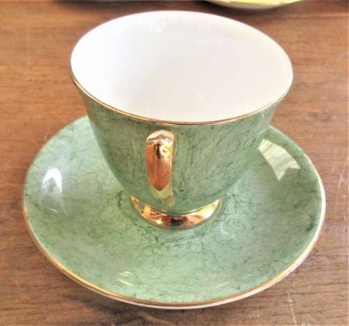 FOUR ROYAL ALBERT DEMI TASSE CUPS AND SAUCERS PLUS ONE SAUCER C1950`S