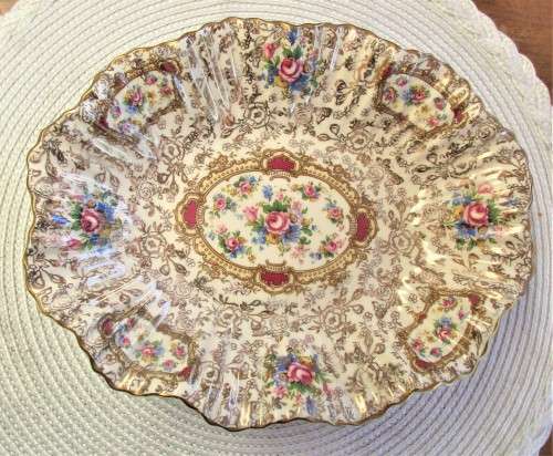 TWO JAMES KENT LONGTON  POMPADOUR PATTERN SNACK DISHES CHINTZ STYLE  C1960`S