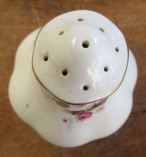 ROYAL ALBERT SALT SHAKER AND A SPARE RED CORK (CLEARY MARKED ROYAL ALBERT)