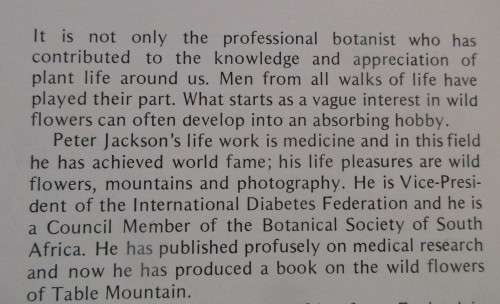 WILD FLOWERS OF TABLE MOUNTAIN W JACKSON FIRST EDITION 1977