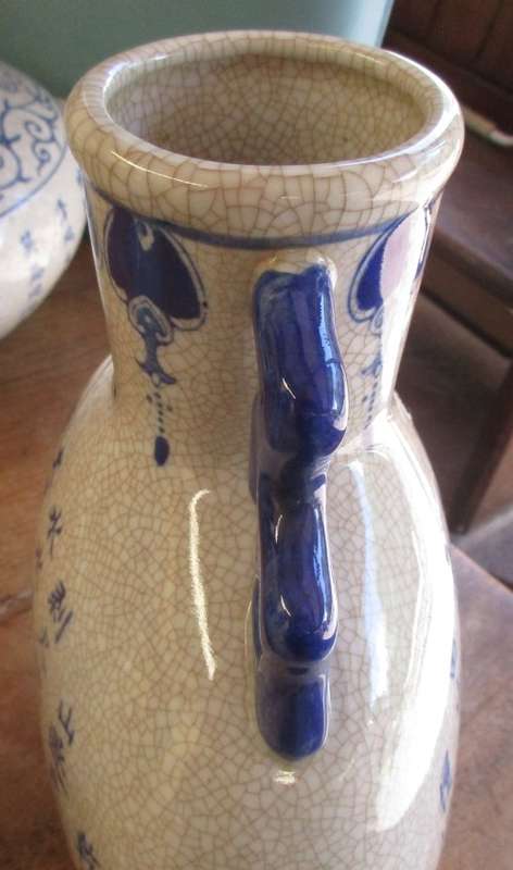 BEAUTIFUL PAIR  HANDPAINTED LILING  HENAN PROVINCE  1960`S VASES
