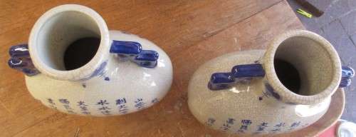 BEAUTIFUL PAIR  HANDPAINTED LILING  HENAN PROVINCE  1960`S VASES