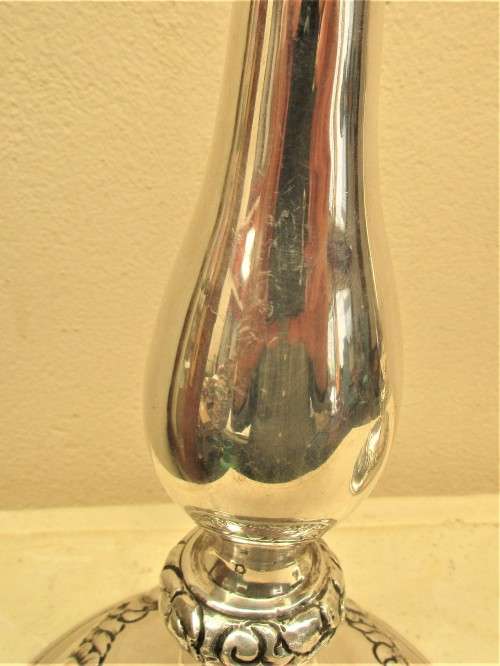 PAIR  AUSTRIAN  SABBATH CANDLESTICKS VIENNA 900 STANDARD  380G  AND 390G  TOTAL WEIGHT 770G  C1870`s