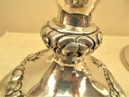 PAIR  AUSTRIAN  SABBATH CANDLESTICKS VIENNA 900 STANDARD  380G  AND 390G  TOTAL WEIGHT 770G  C1870`s