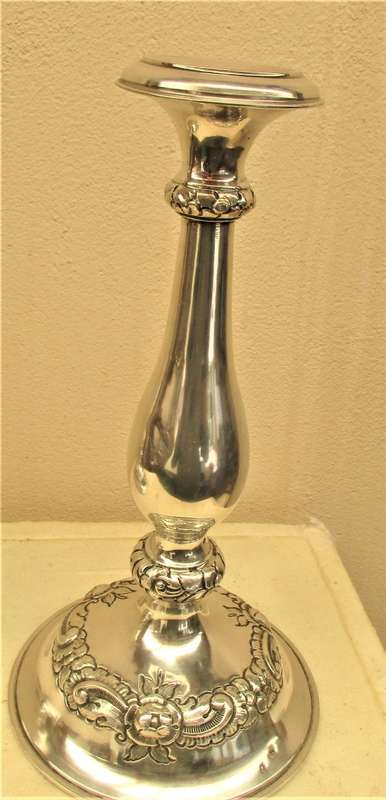 PAIR  AUSTRIAN  SABBATH CANDLESTICKS VIENNA 900 STANDARD  380G  AND 390G  TOTAL WEIGHT 770G  C1870`s