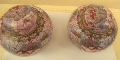 ABSOLUTELY BEAUTIFUL PAIR CHINESE CLOISONNE GINGER JARS