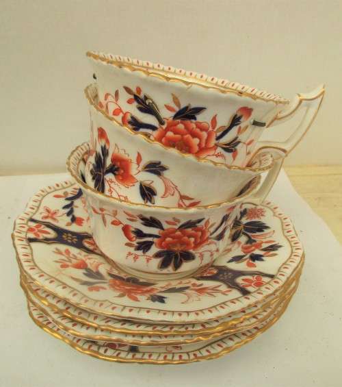 BEAUTIFUL THREE  VICTORIAN  COALPORT  CABINET CUPS AND SAUCERS AND ONE EXTRA SAUCER