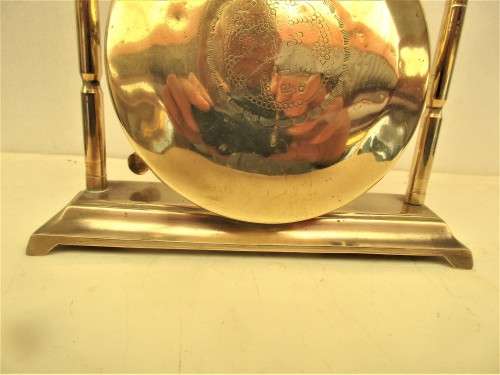 BEAUTIFUL CHINESE PATTERNED  BRASS GONG WITH  BRASS STRIKER
