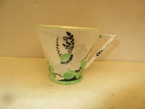 BEAUTIFUL ART DECO TRIO  STANDARD CUP SAUCER AND SIDE PLATE c 1920`s HANDPAINTED