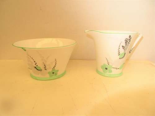 BEAUTIFUL  STANDARD  ART DECO  MILK JUG AND SUGAR BOWL c 1920`s HANDPAINTED