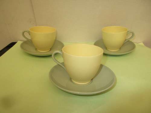 BEAUTIFUL THREE COPELAND SPODE MEADOWSWEET COFFEE CUPS AND FOUR SAUCERS c1960`s